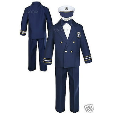 Unotux Baby Boy Kids Toddler Captain Sailor Suit Formal Party Nautical Navy White SM-12